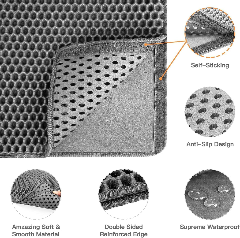 Cat Litter Mat Cat Litter Trapping Mat Honeycomb Double Layer Design Urine And Water Proof Material Scatter Control Less Waste Easier To Clean Washable