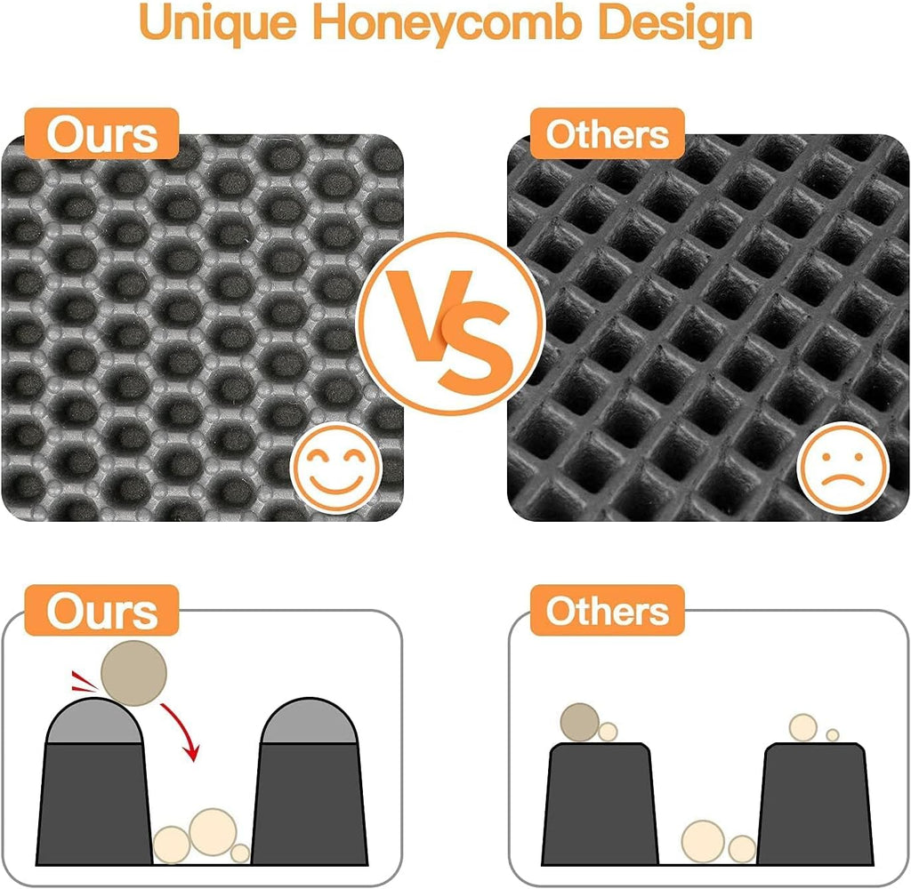 Cat Litter Mat Cat Litter Trapping Mat Honeycomb Double Layer Design Urine And Water Proof Material Scatter Control Less Waste Easier To Clean Washable