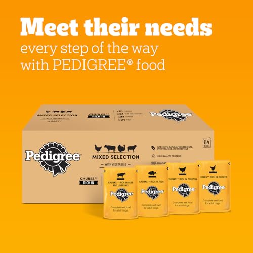 Pedigree Adult Dog Wet Food Pouch Mixed Selection in Gravy, 40x100g