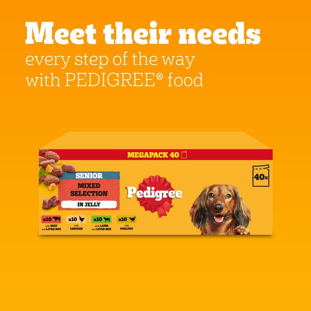 Pedigree Adult Dog Wet Food Pouch Mixed Selection in Gravy, 40x100g
