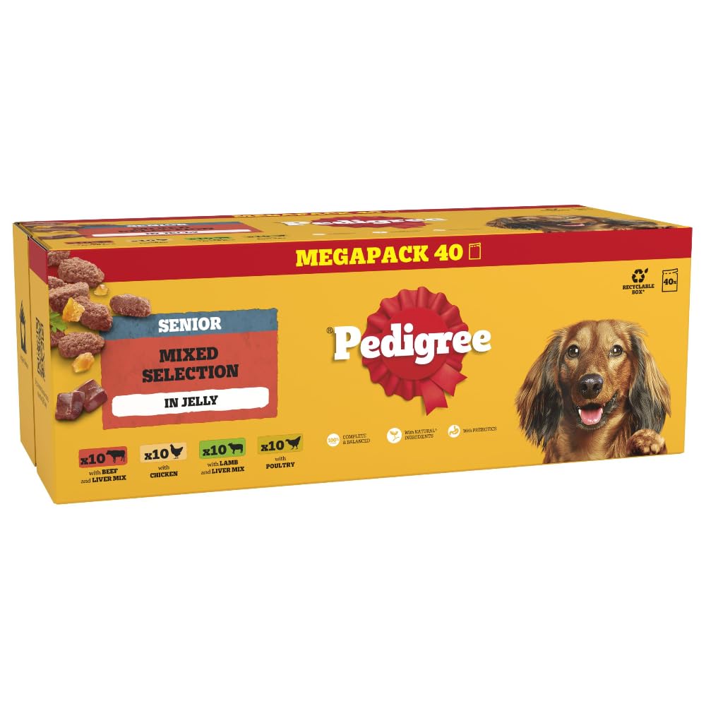 Pedigree Adult Dog Wet Food Pouch Mixed Selection in Gravy, 40x100g