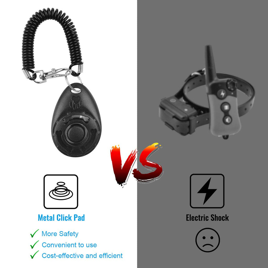 Diyife Dog Clicker, [2 PCS,Black&Green] Pet Training Clicker with Wrist Strap for Dog Cat Horse