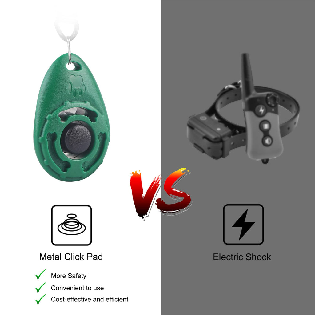 Diyife Dog Clicker, [2 PCS,Black&Green] Pet Training Clicker with Wrist Strap for Dog Cat Horse