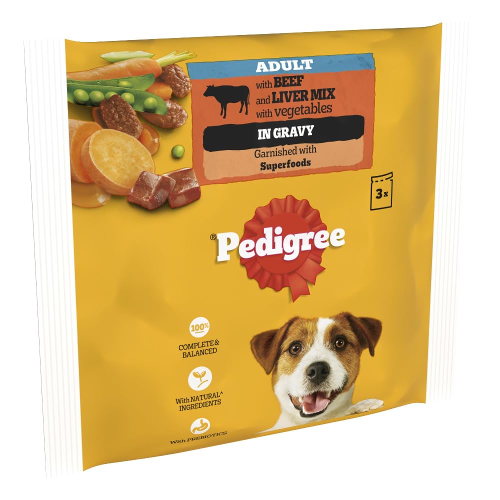 Pedigree Adult Dog Wet Food Pouch Mixed Selection in Gravy, 40x100g