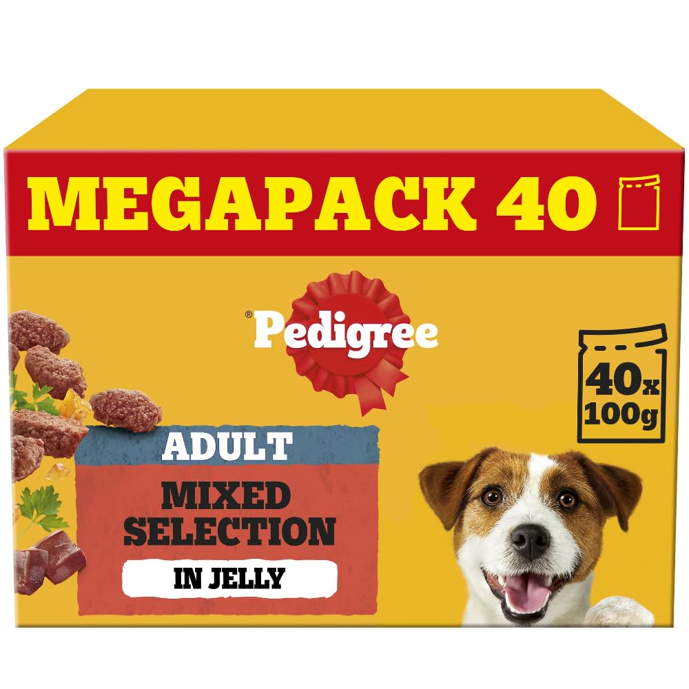 Pedigree Adult Dog Wet Food Pouch Mixed Selection in Gravy, 40x100g