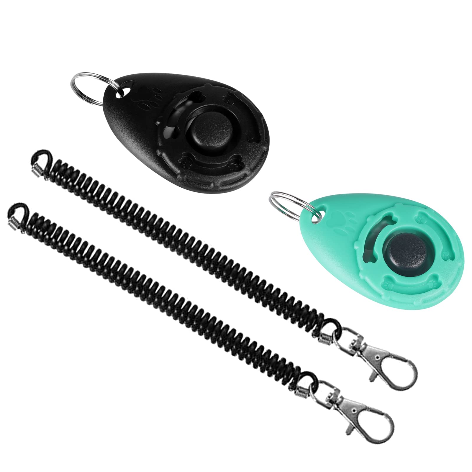 Diyife Dog Clicker, [2 PCS,Black&Green] Pet Training Clicker with Wrist Strap for Dog Cat Horse