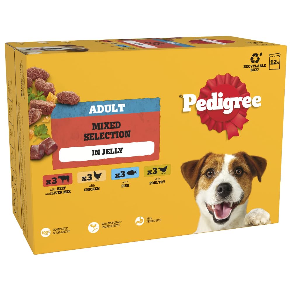Pedigree Adult Dog Wet Food Pouch Mixed Selection in Gravy, 40x100g