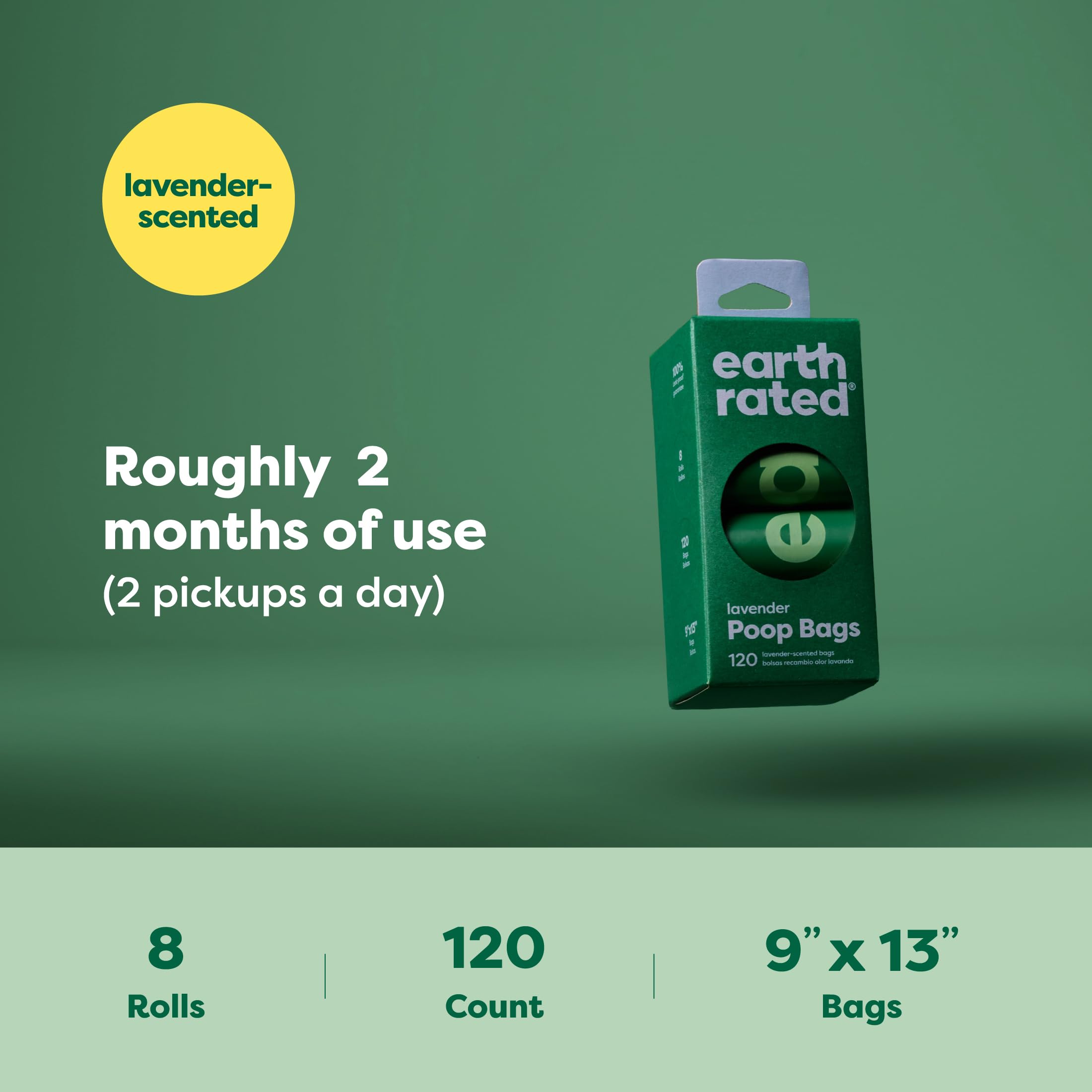 Earth Rated Dog Poo Bags, Guaranteed Leak Proof and Extra Thick Waste Bag Refill Rolls For Dogs, Lavender Scented, 270 Count