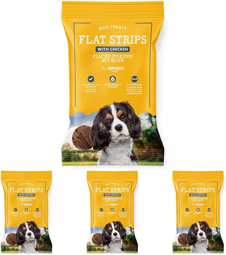 by Amazon Dog Treats - Flat Strips with Chicken, 200g