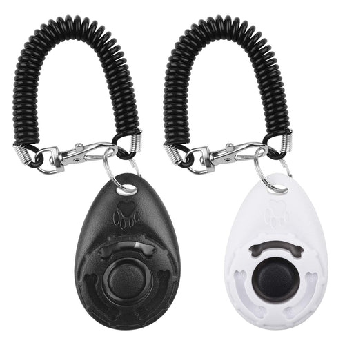 Diyife Dog Clicker, [2 PCS,Black&Green] Pet Training Clicker with Wrist Strap for Dog Cat Horse