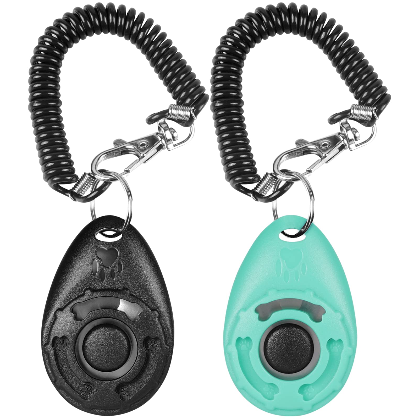 Diyife Dog Clicker, [2 PCS,Black&Green] Pet Training Clicker with Wrist Strap for Dog Cat Horse