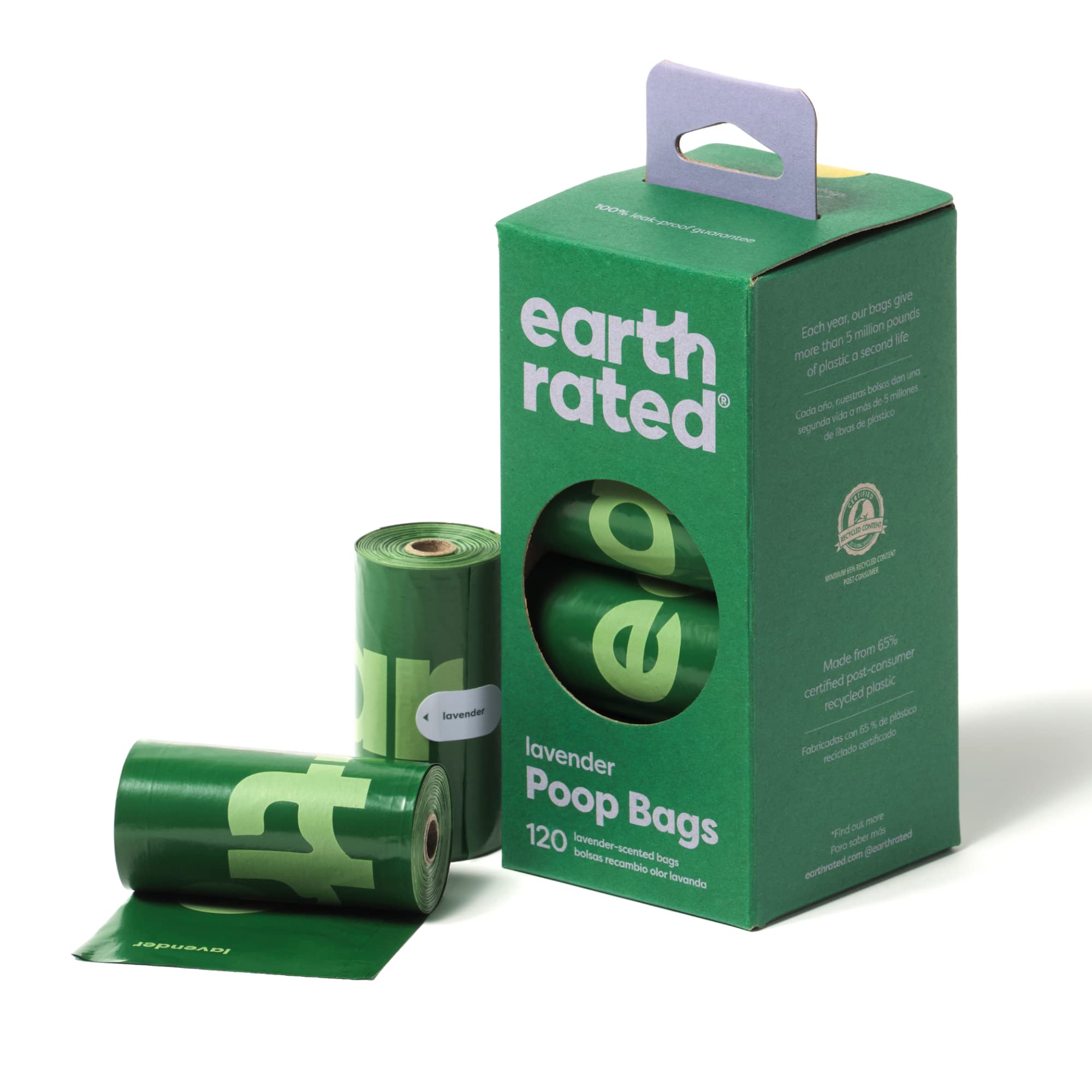 Earth Rated Dog Poo Bags, Guaranteed Leak Proof and Extra Thick Waste Bag Refill Rolls For Dogs, Lavender Scented, 270 Count
