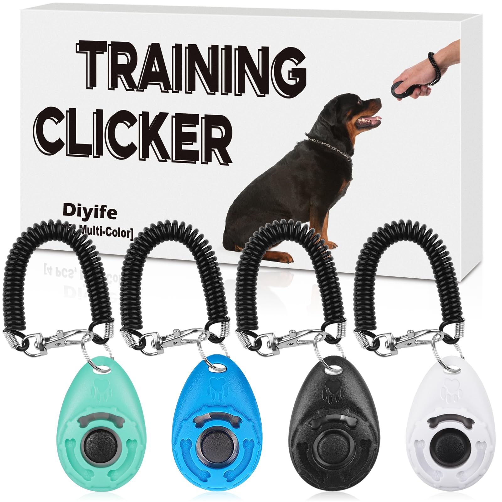 Diyife Dog Clicker, [2 PCS,Black&Green] Pet Training Clicker with Wrist Strap for Dog Cat Horse