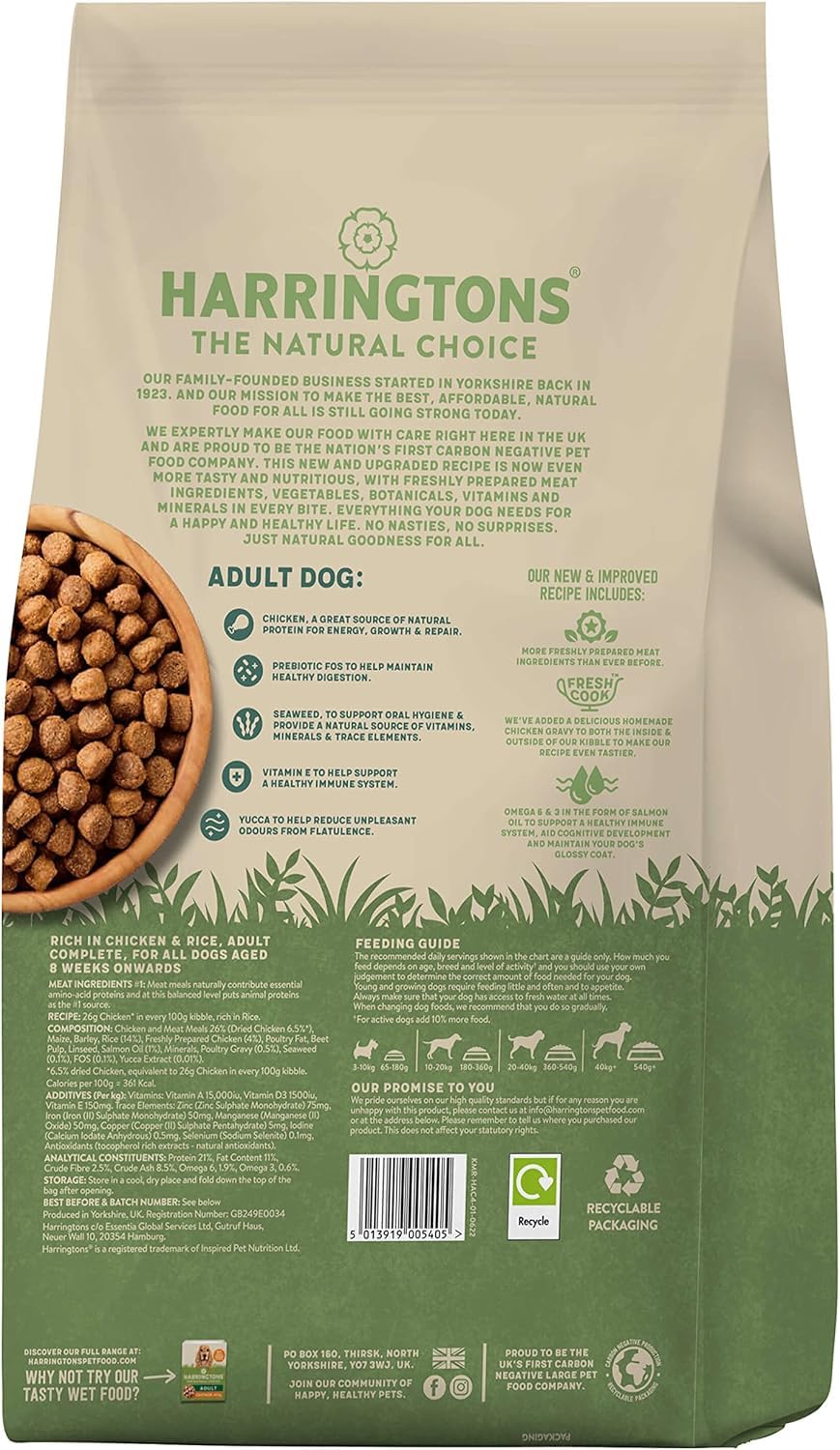Harringtons Complete Dry Adult Dog Food Lamb & Rice 15kg - Made with All Natural Ingredients