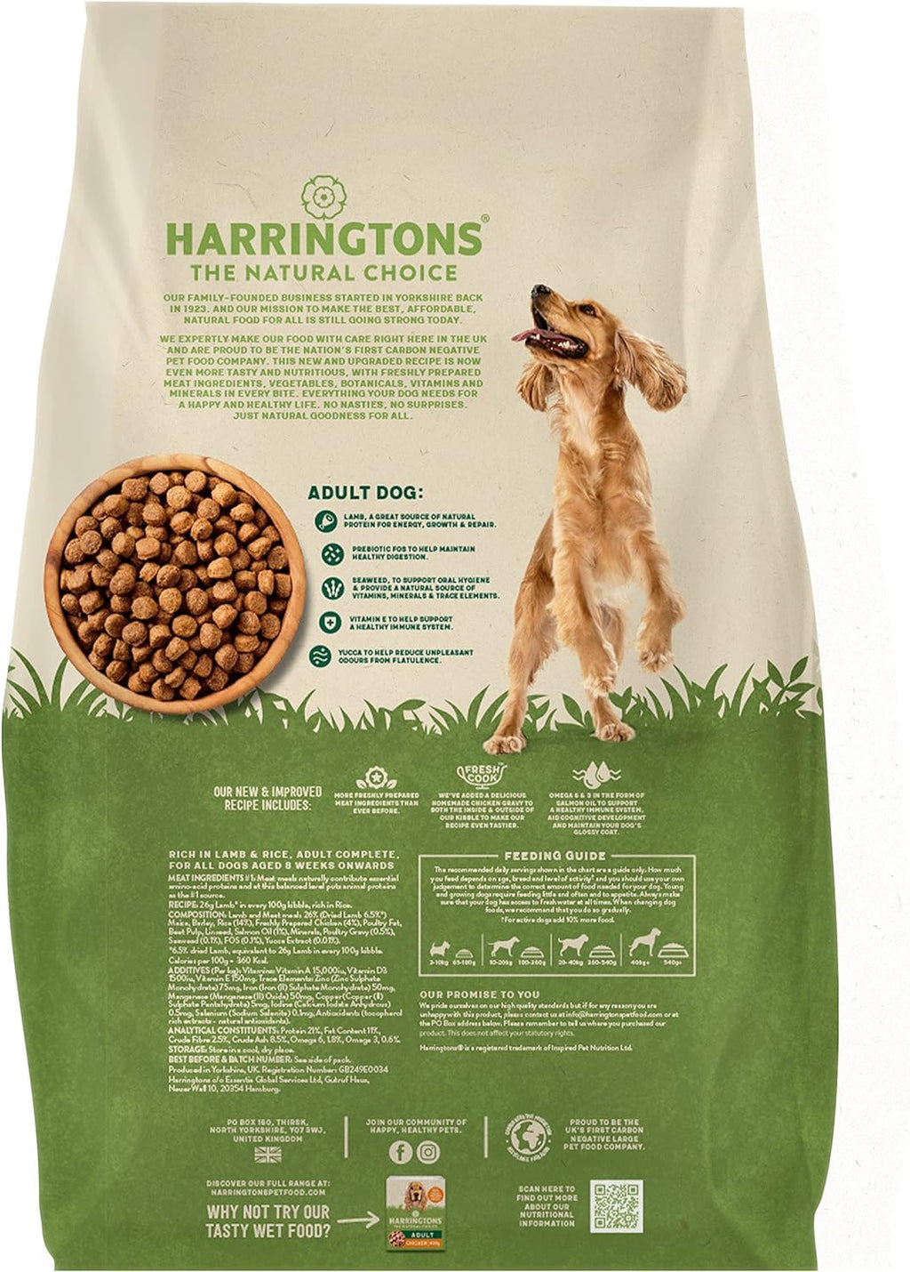 Harringtons Complete Dry Adult Dog Food Lamb & Rice 15kg - Made with All Natural Ingredients
