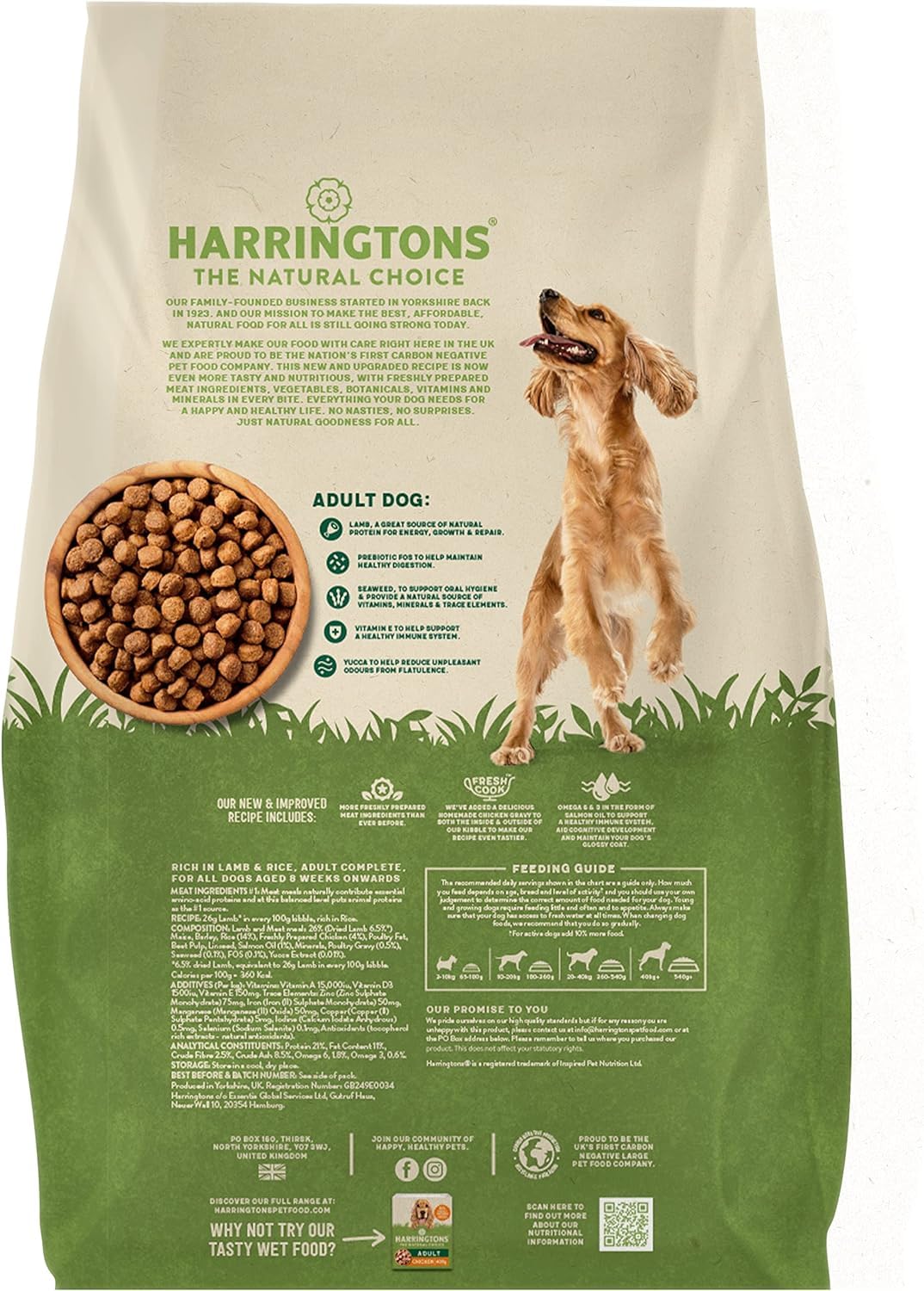 Harringtons Complete Dry Adult Dog Food Lamb & Rice 15kg - Made with All Natural Ingredients