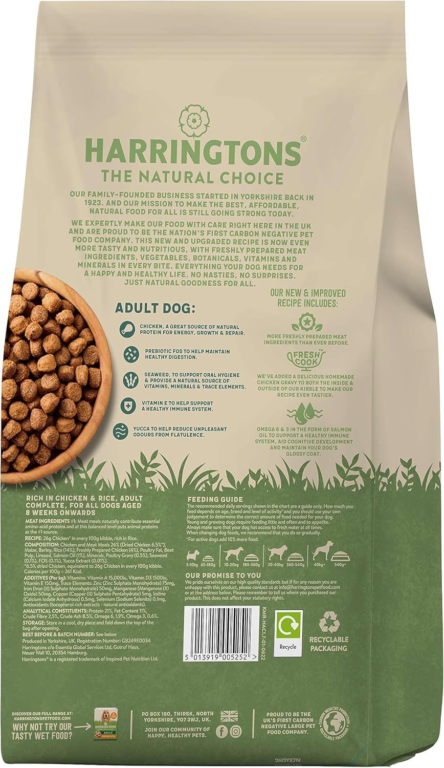 Harringtons Complete Dry Adult Dog Food Lamb & Rice 15kg - Made with All Natural Ingredients