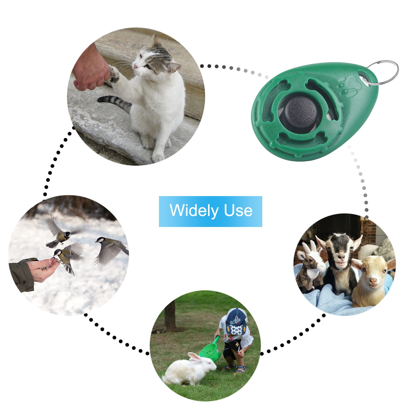 Diyife Dog Clicker, [2 PCS,Black&Green] Pet Training Clicker with Wrist Strap for Dog Cat Horse