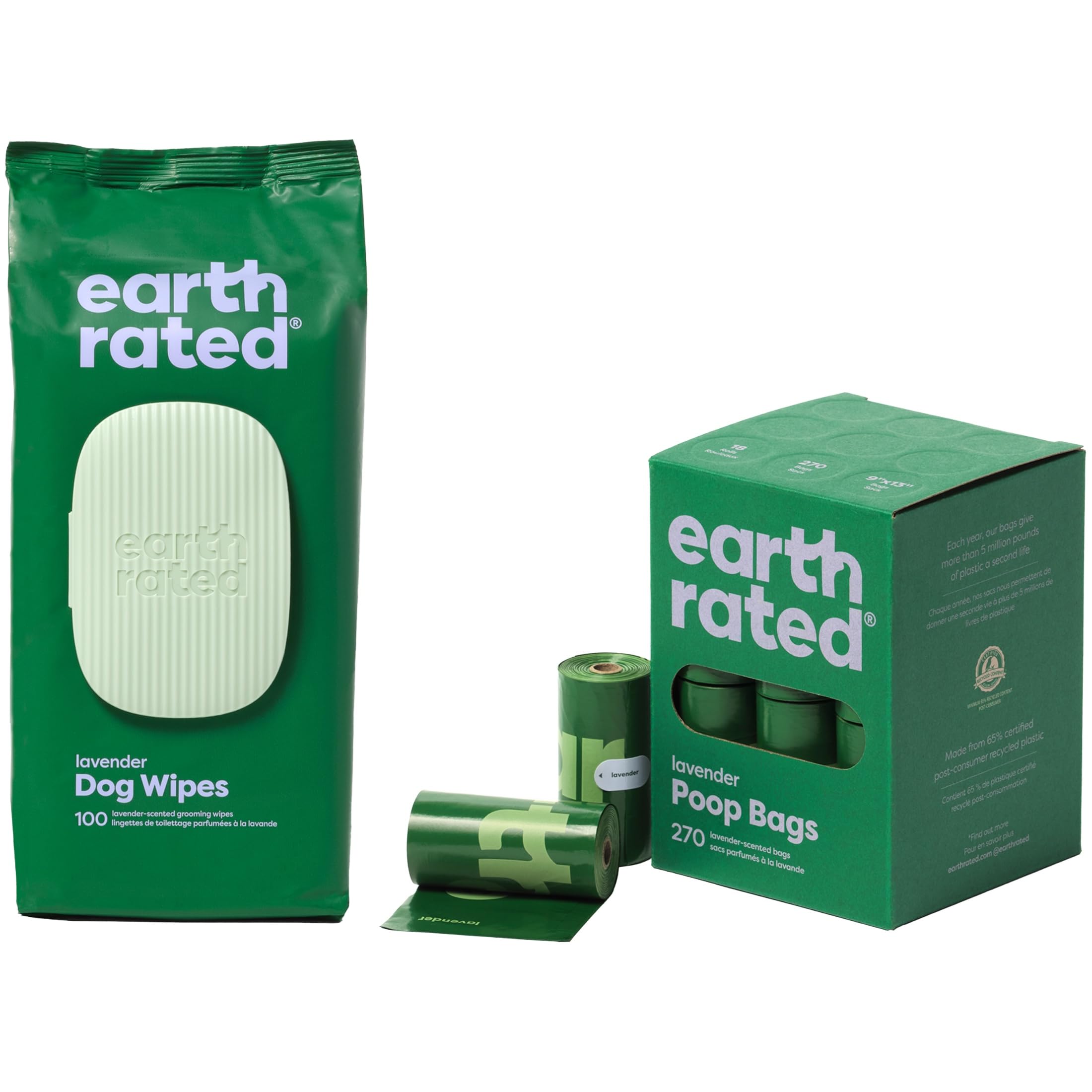 Earth Rated Dog Poo Bags, Guaranteed Leak Proof and Extra Thick Waste Bag Refill Rolls For Dogs, Lavender Scented, 270 Count