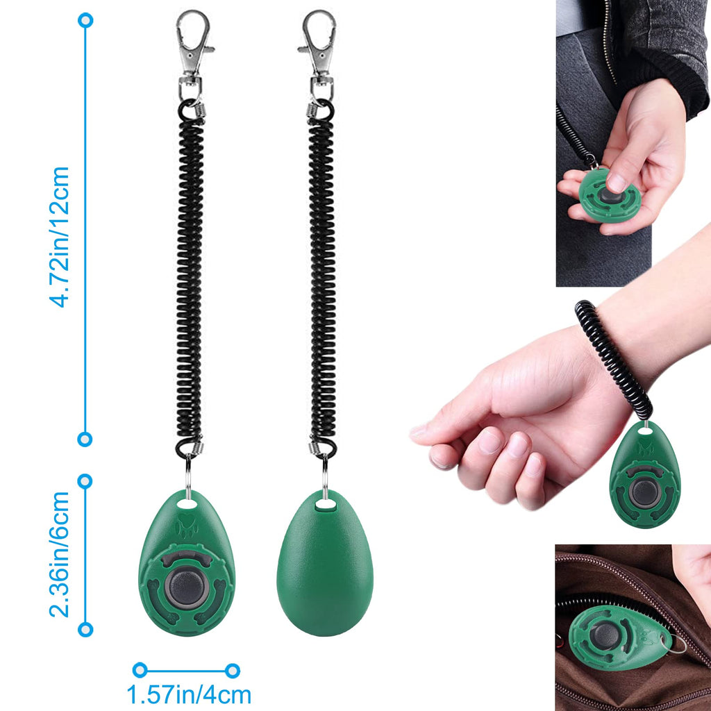 Diyife Dog Clicker, [2 PCS,Black&Green] Pet Training Clicker with Wrist Strap for Dog Cat Horse