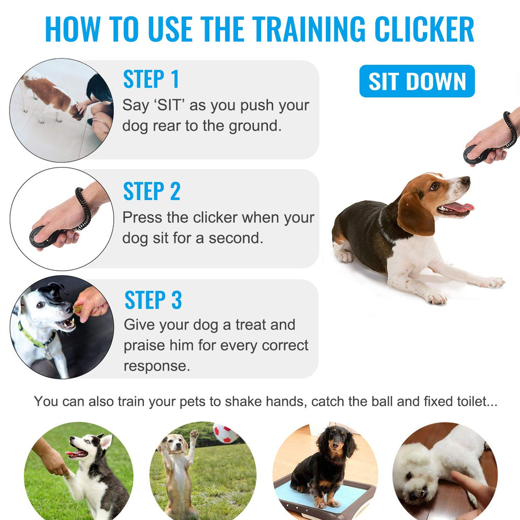 Diyife Dog Clicker, [2 PCS,Black&Green] Pet Training Clicker with Wrist Strap for Dog Cat Horse