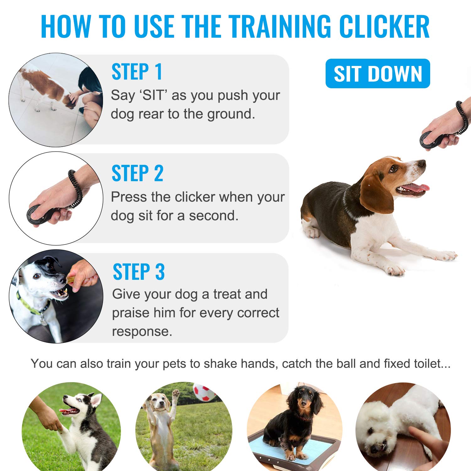 Diyife Dog Clicker, [2 PCS,Black&Green] Pet Training Clicker with Wrist Strap for Dog Cat Horse