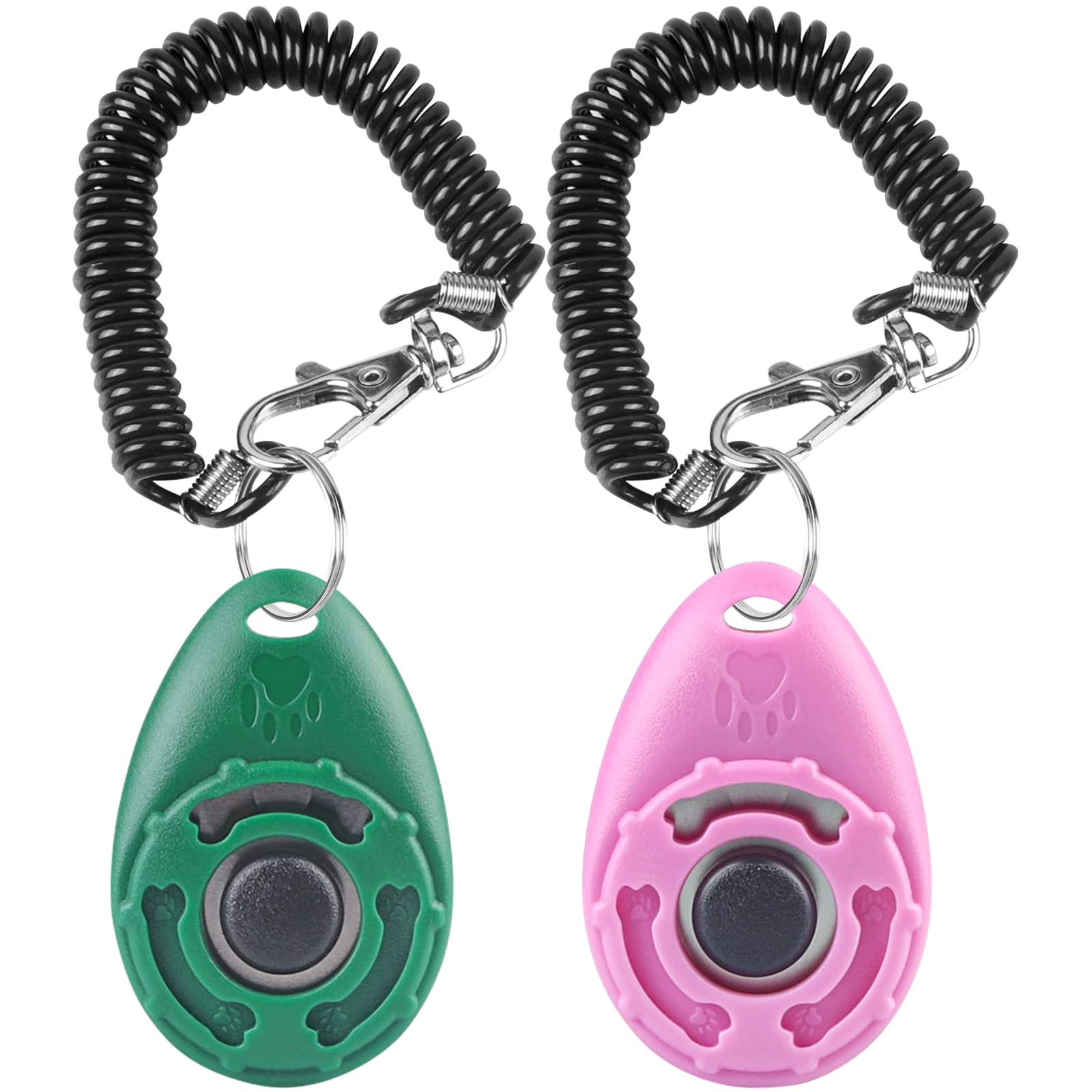Diyife Dog Clicker, [2 PCS,Black&Green] Pet Training Clicker with Wrist Strap for Dog Cat Horse