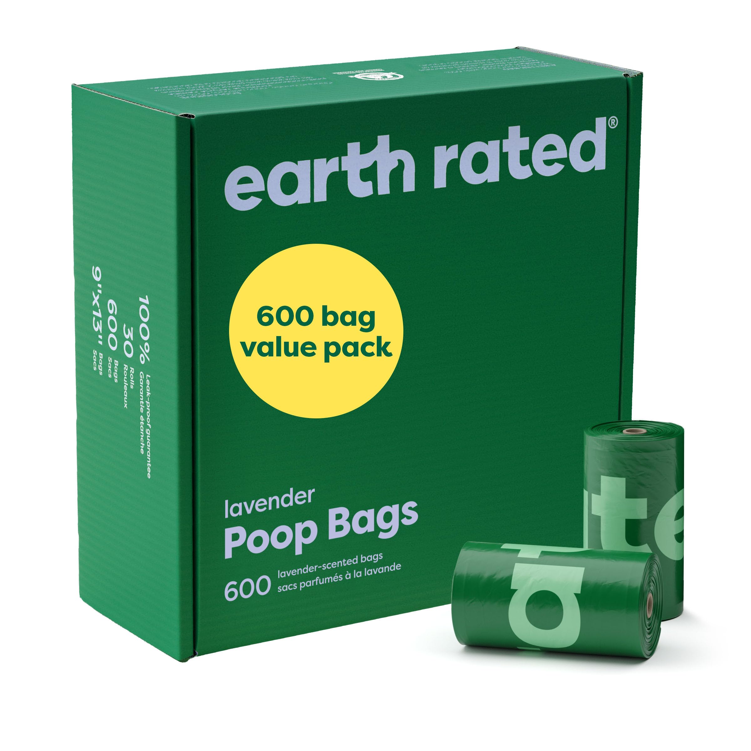 Earth Rated Dog Poo Bags, Guaranteed Leak Proof and Extra Thick Waste Bag Refill Rolls For Dogs, Lavender Scented, 270 Count