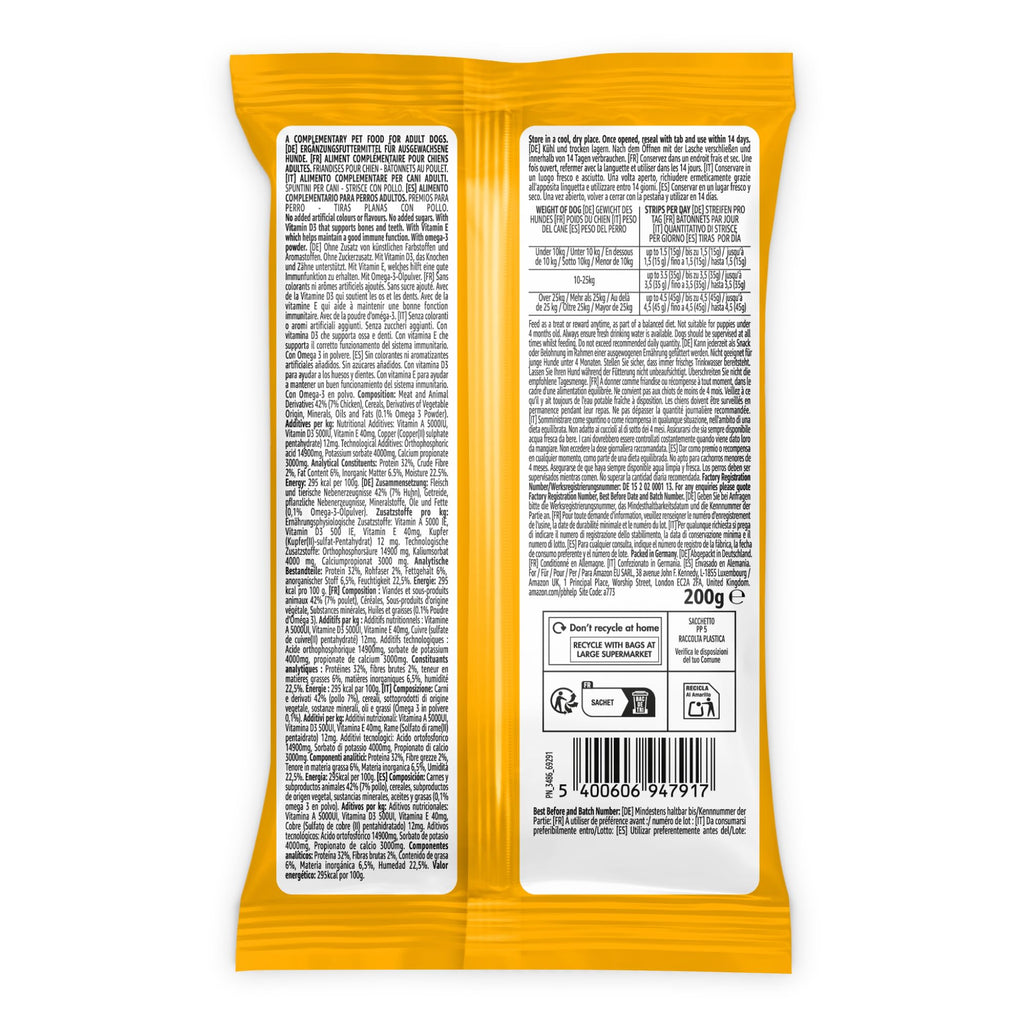 by Amazon Dog Treats - Flat Strips with Chicken, 200g