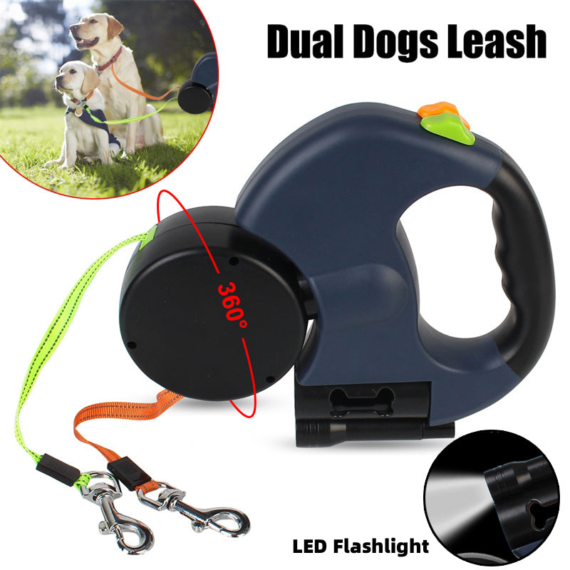 Retractable dual Dog Leash For Small Dogs