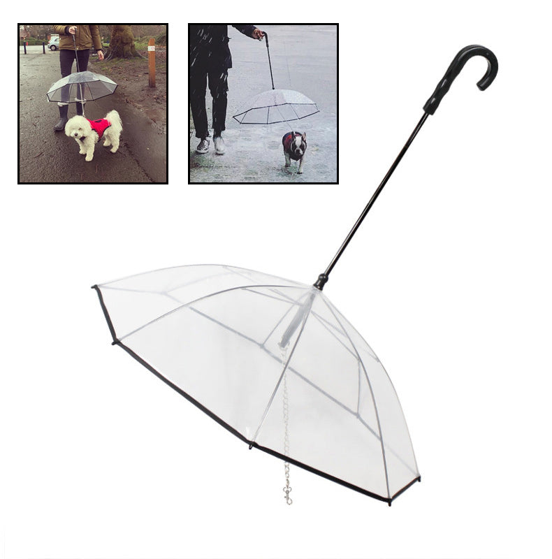 Transparent Dog Umbrella with Leash